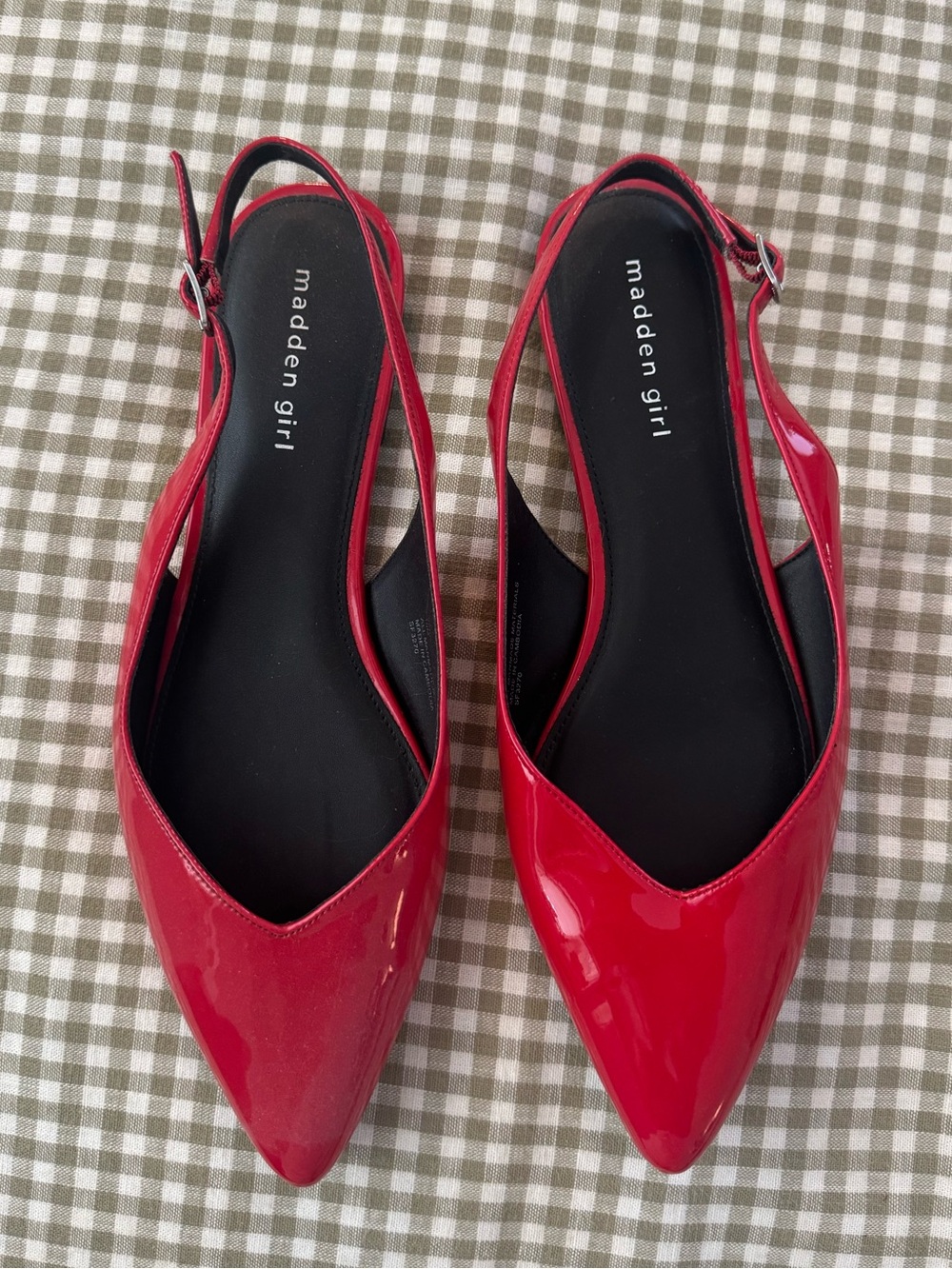 Madden Girl Red Patent Pointed Toe Slingback Flats